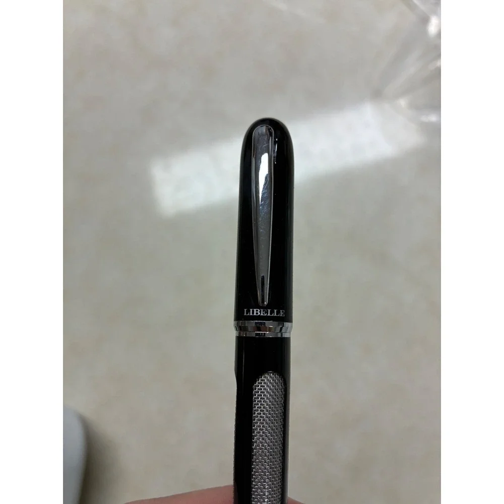 Libelle Chromatix Rollerball Pen Gloss Black & Woven Stainless Steel Mesh